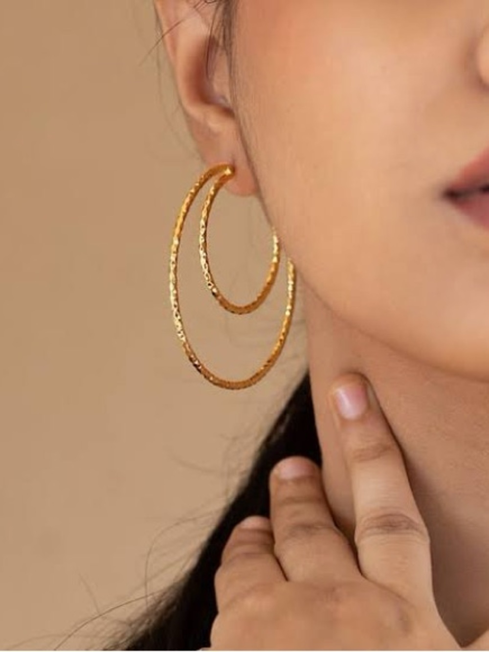 Gold Double Hoop Earrings - Women Jewelry
